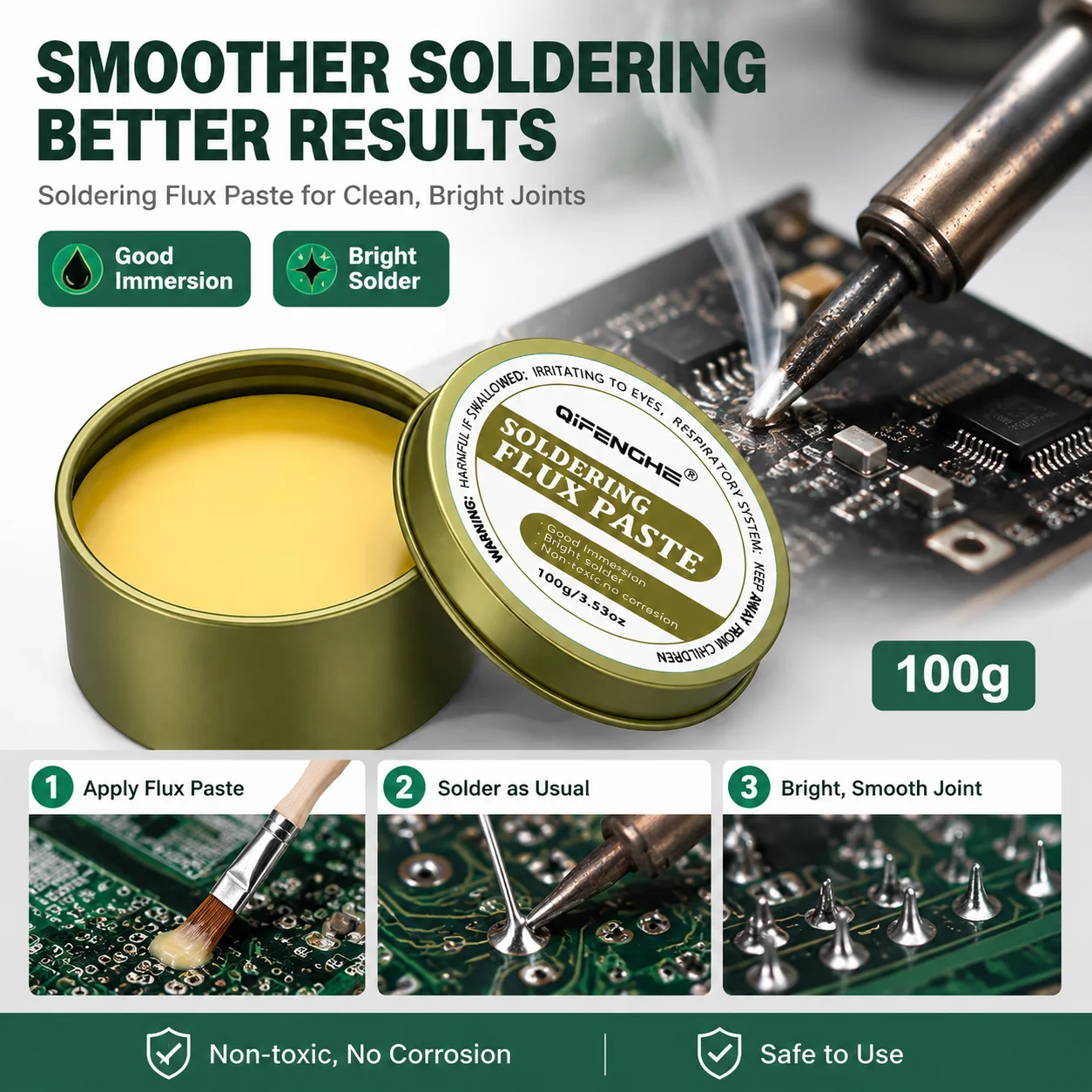 QIFENGHE 100g Lötpaste, ungiftig, korrosionsfrei, Lötzinnhilfsmittel – Bild 4