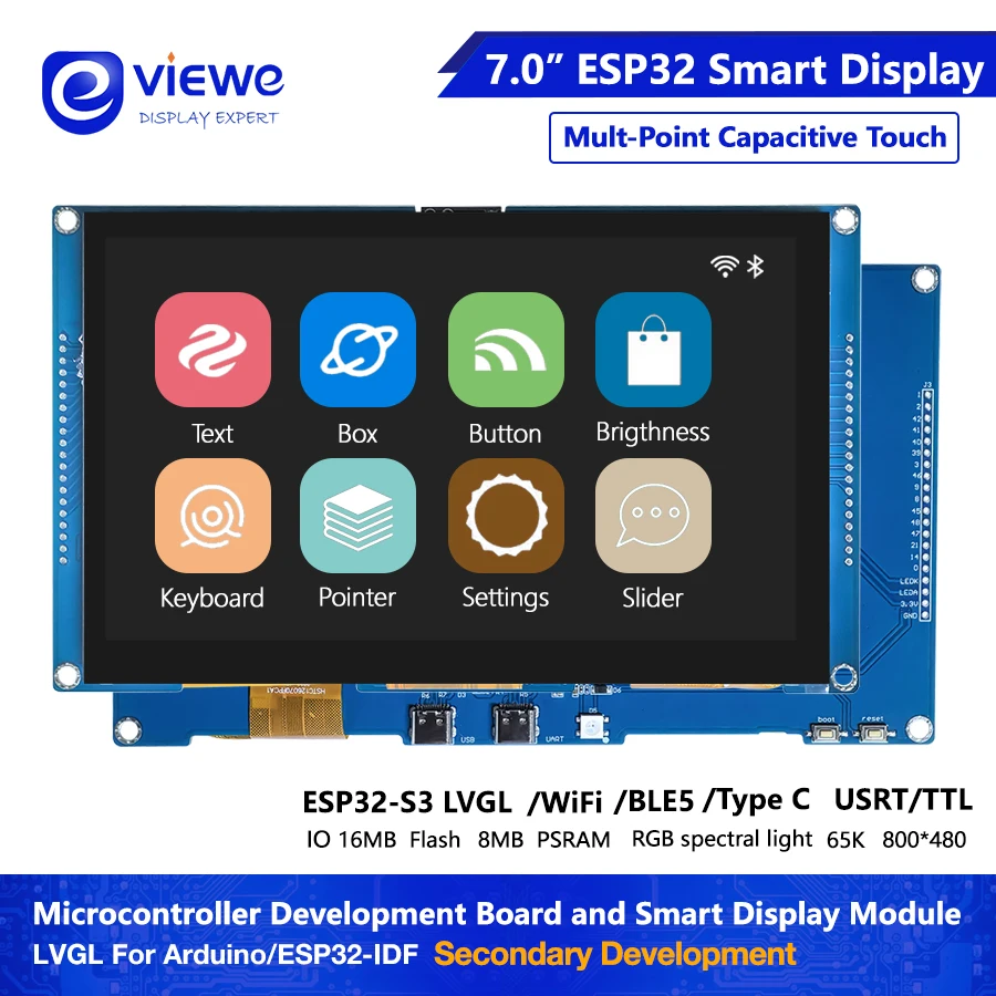 Esp32 s3 entwicklungs karte dual core lvgl 7 zoll 800*480 hmi 16m flash ardu-ino wifi & bles smart display