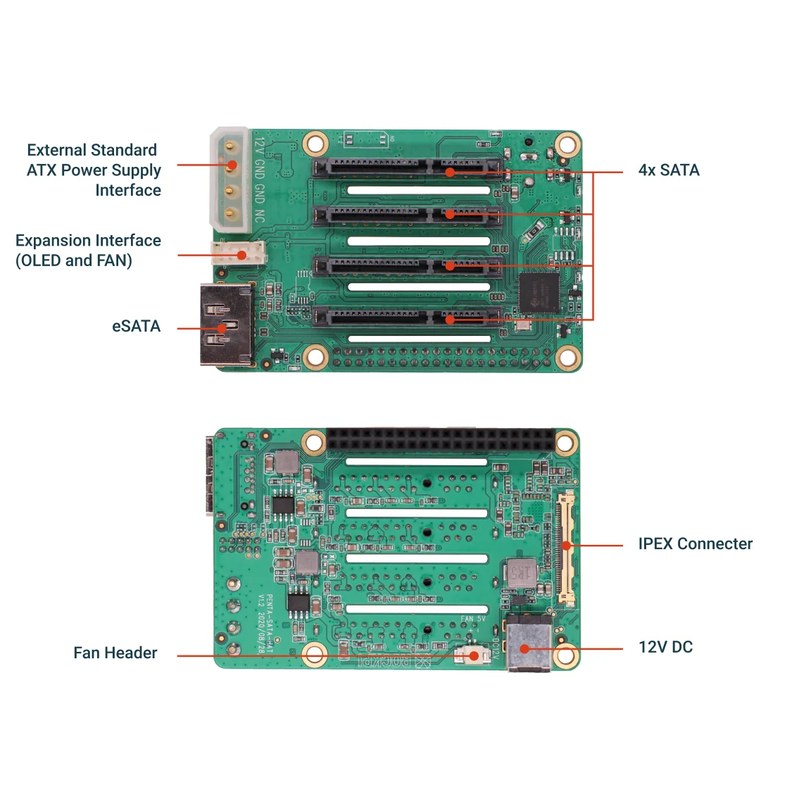 ROCKPI Penta SATA HAT - Bis zu 5x SATA-Laufwerke HAT für Raspberry Pi – Bild 3
