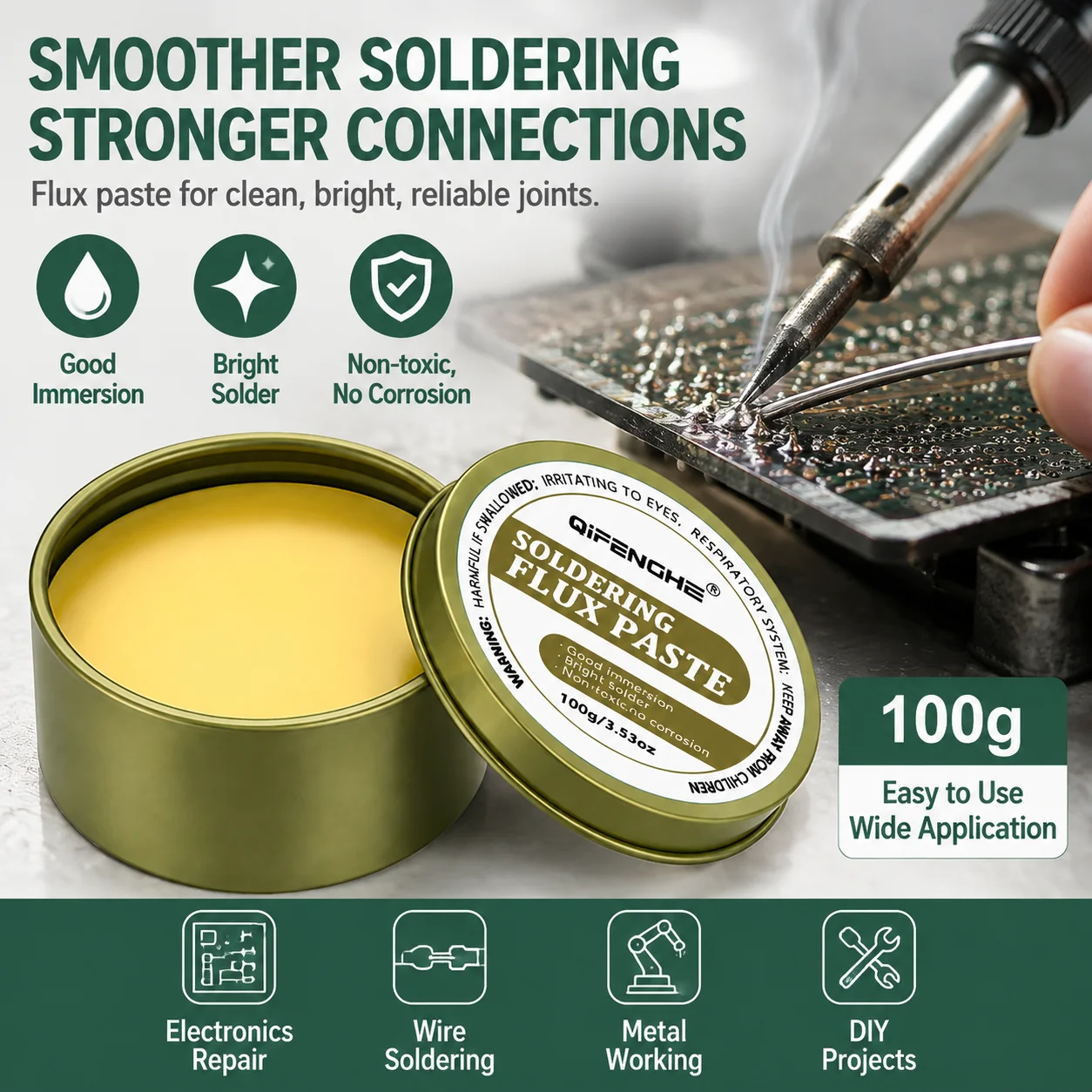 QIFENGHE 100g Lötpaste, ungiftig, korrosionsfrei, Lötzinnhilfsmittel – Bild 5