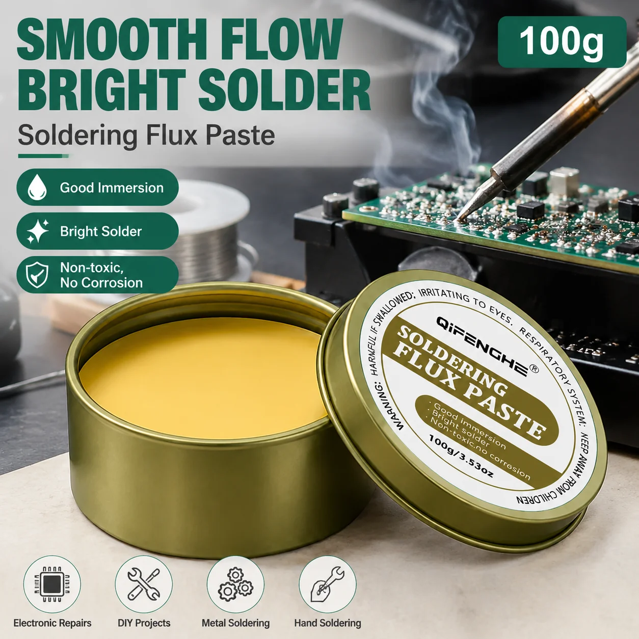 QIFENGHE 100g Lötpaste, ungiftig, korrosionsfrei, Lötzinnhilfsmittel – Bild 3