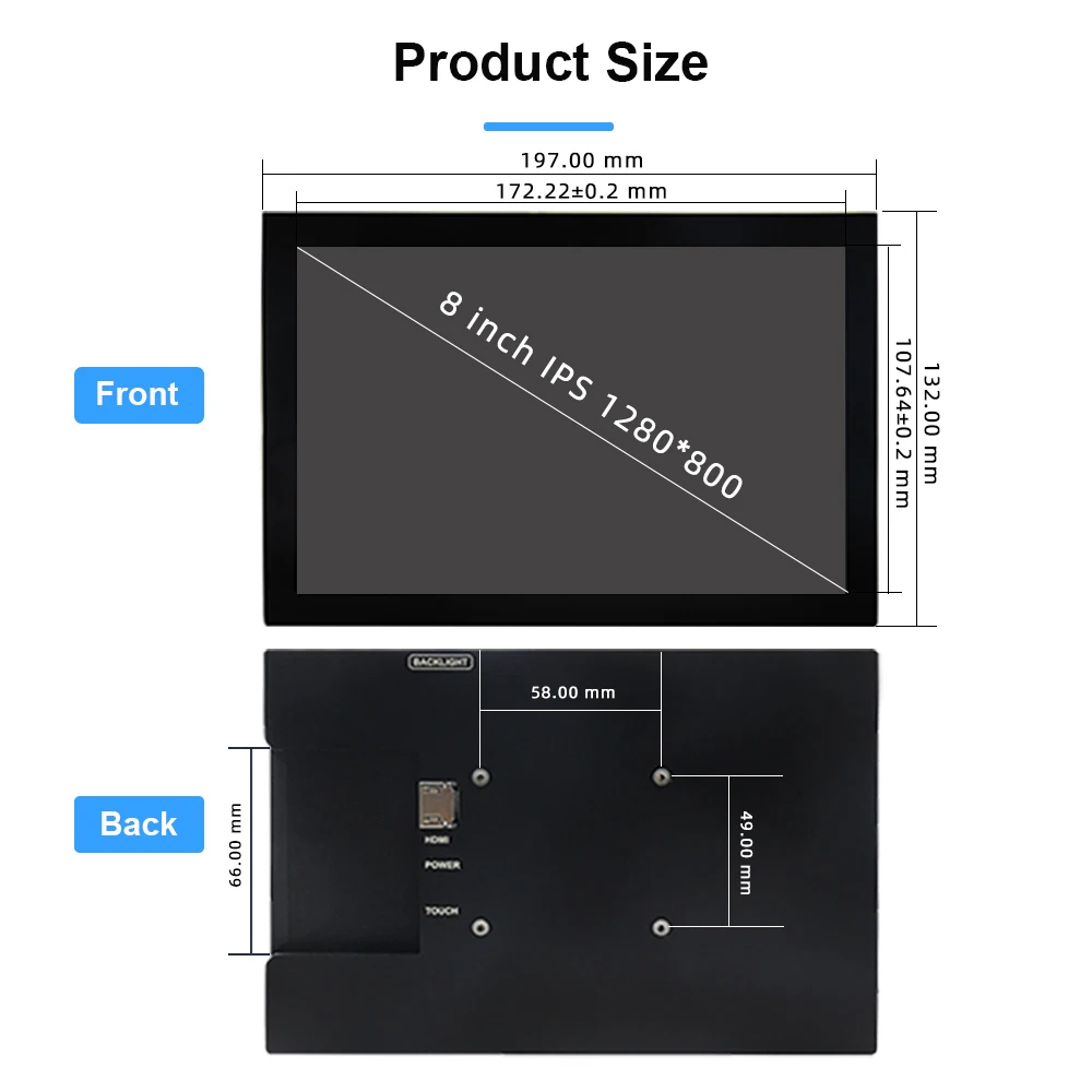 Raspberry Pi 5 8 Zoll IPS Touchscreen LCD Display 8,0" 1280x800 – Bild 6