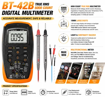 Digitales Multimeter 6000 Zähler Echteffektivwert Auto-Range-Tester AC DC Spannung Strom Widerstand Kapazität