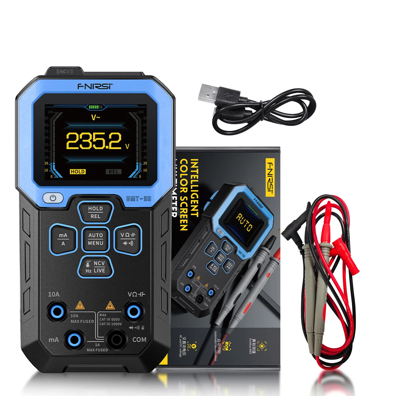 FNIRSI DMT-99 Digitalmultimeter 9999 Zählungen Smart Professional Tester 1000 V 10 A True RMS Auto Range AC DC