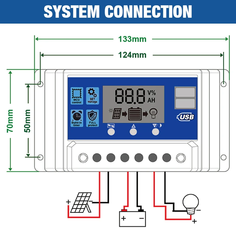 Solar-Laderegler 60A 12V/24V Spannungsregler für Solarmodule – Bild 4