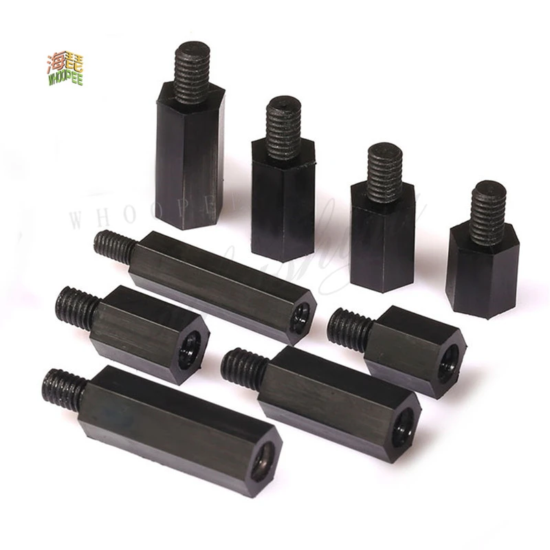 Nylon-Abstandshalter M2 M2.5 M3 M4*L+6 Stecker auf Buchse Schwarzer Nylon-Abstandshalter (50 Stück)