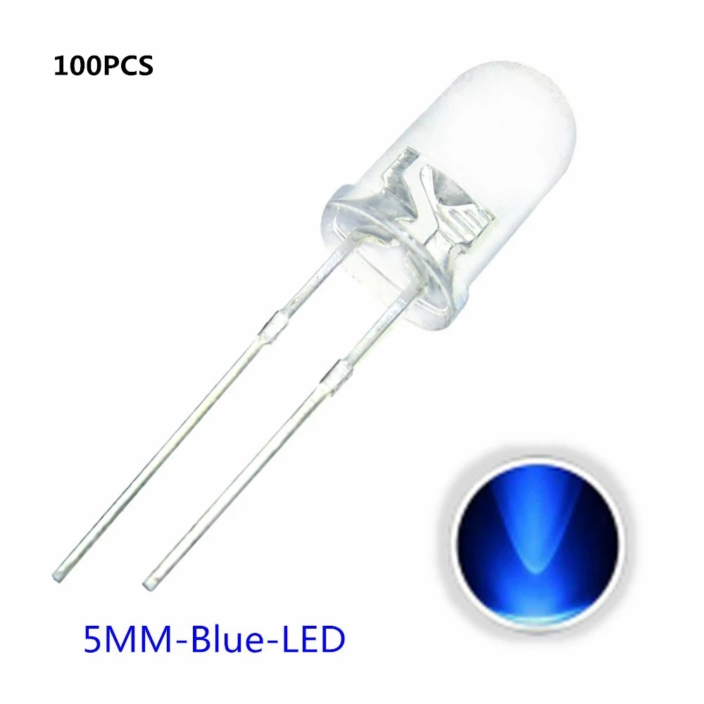 5 mm LED-Dioden 5 mm sortiertes Kit Weiß Grün Rot Blau Gelb Orange Rosa Lila Warmweiß DIY (100 Stück)