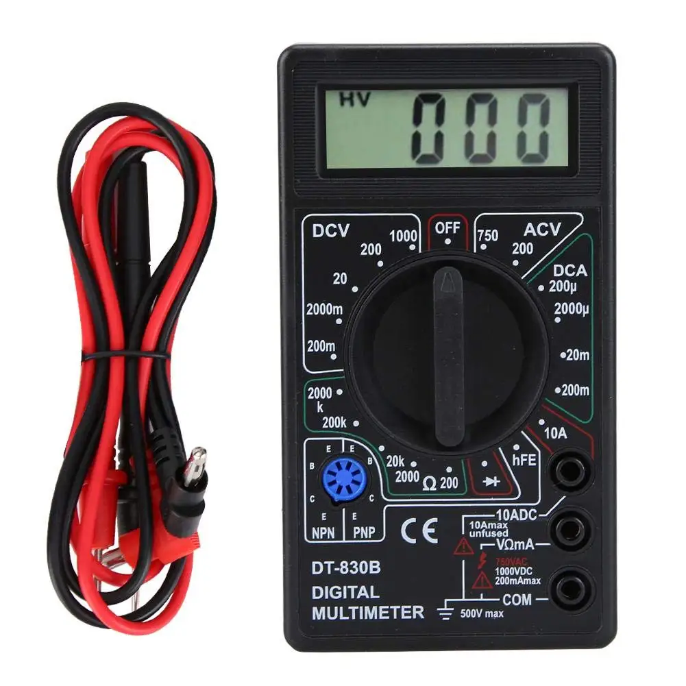 DT830B AC/DC LCD Digital Multimeter 750/1000V Voltmeter Amperemeter Ohm Tester Hohe Sicherheit Handheld Meter