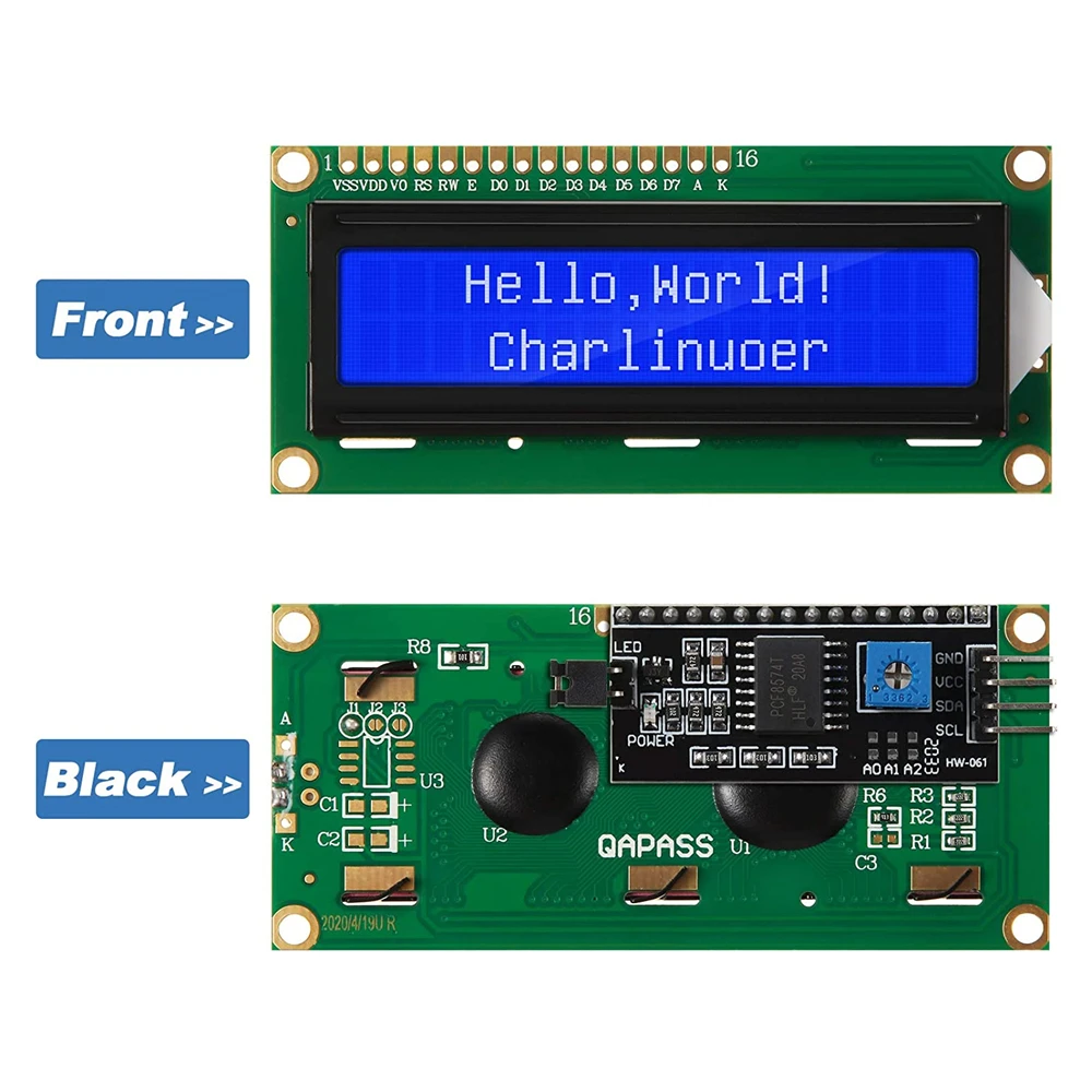 LCD1602 1602 LCD-Modul Blauer / Gelbgrüner Bildschirm 16x2 Zeichen – Bild 4