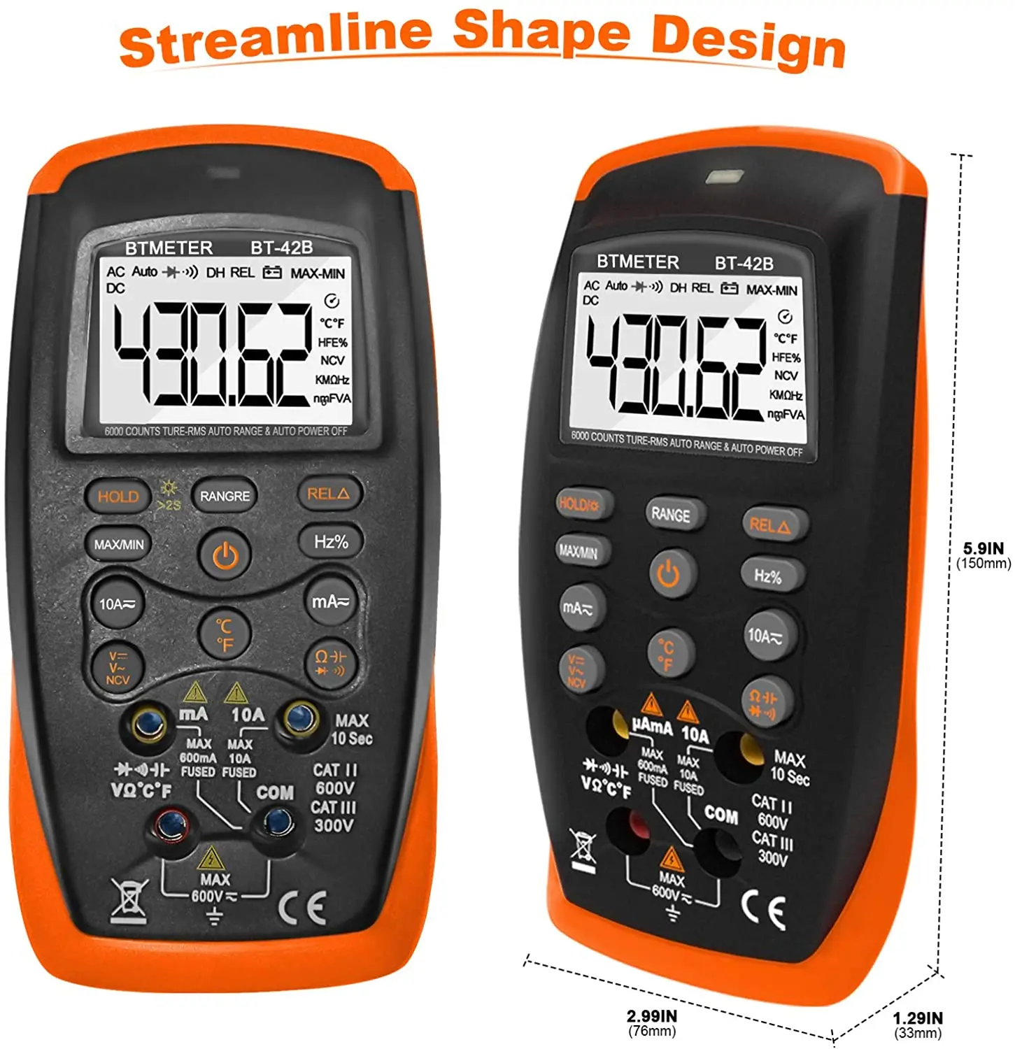 Digitales Multimeter 6000 Zähler Echteffektivwert Auto-Range-Tester AC – Bild 3