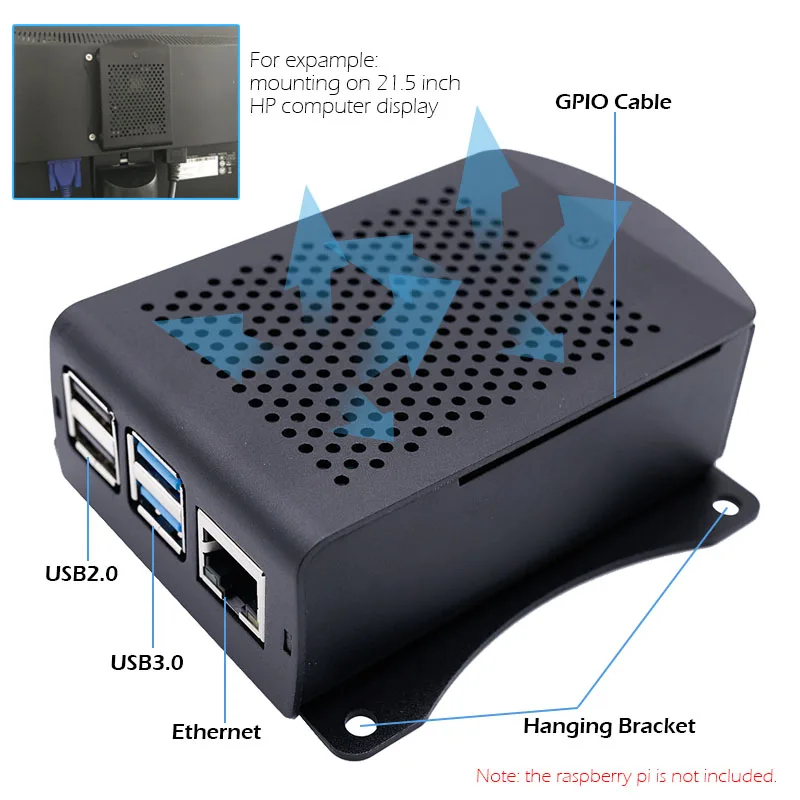 Raspberry Pi 4 Modell B Aluminiumgehäuse mit Lüfter-Kühlkörper-Kit – Bild 2