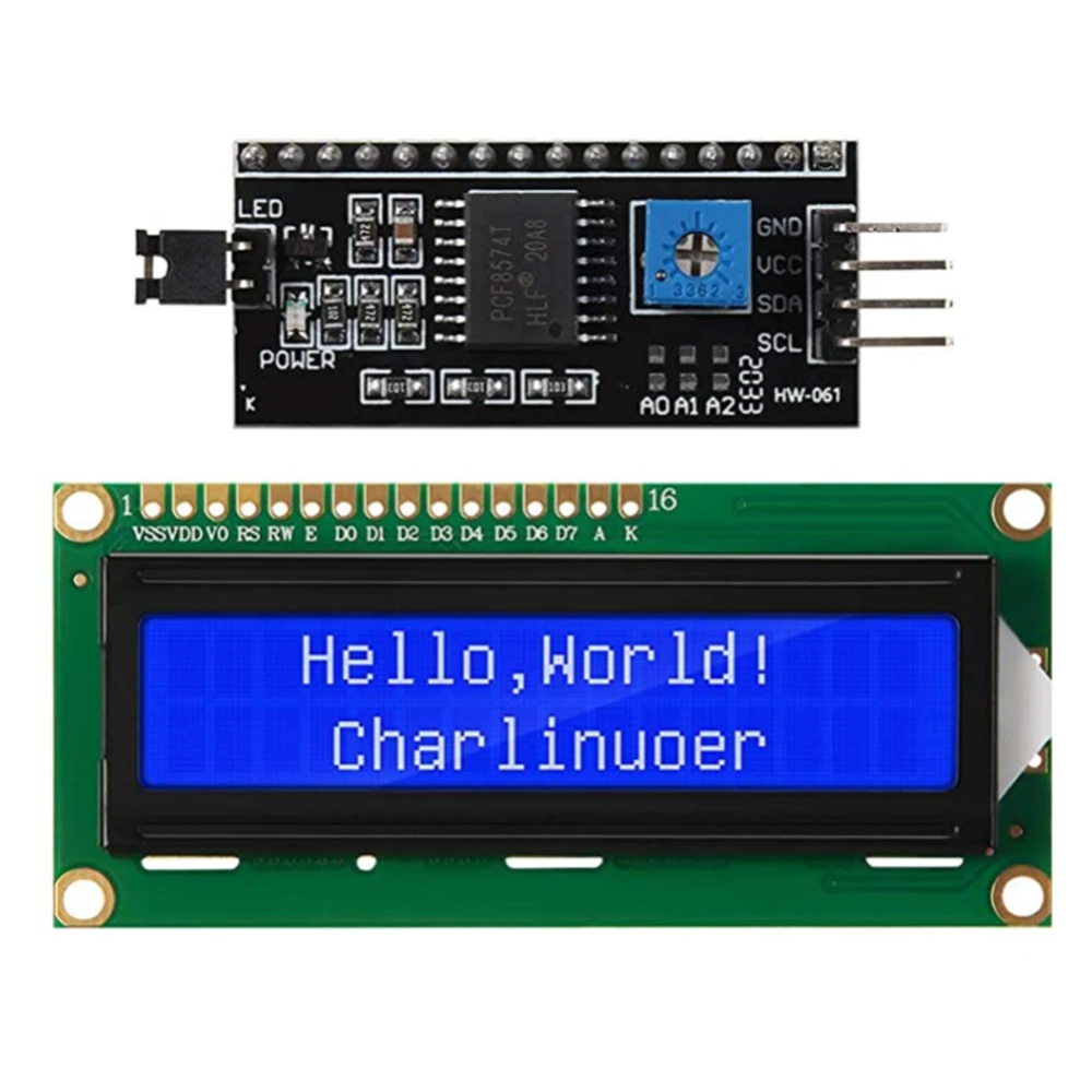 LCD1602 1602 LCD-Modul Blauer / Gelbgrüner Bildschirm 16x2 Zeichen – Bild 3