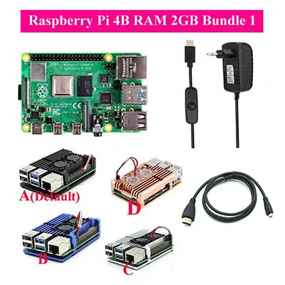 Raspberry Pi 4 Modell B Kit + Aluminium Fall + Kühlkörper + 3A Schalter Power + HDMI-kompatibel Option 64 32GB