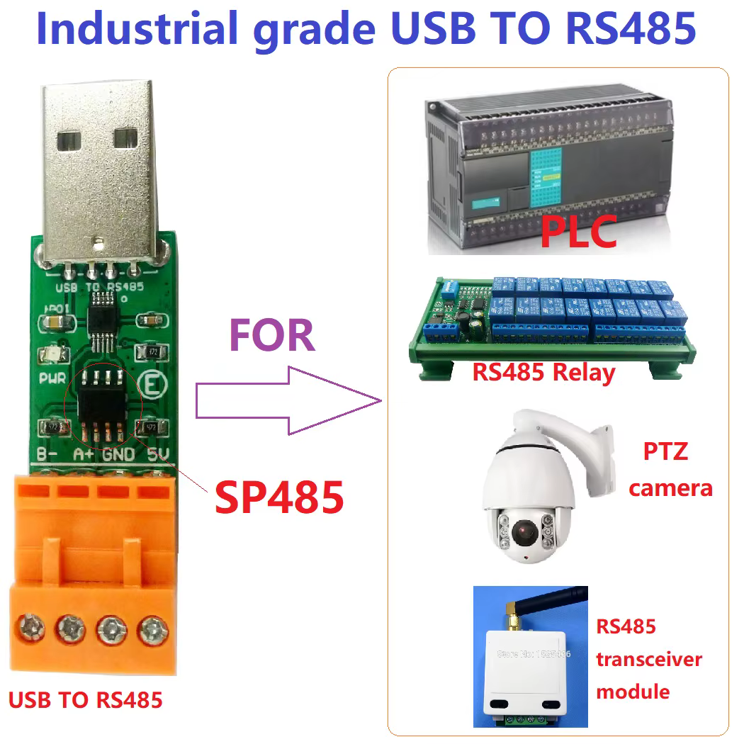 USB-zu-RS485-Bus-Konvertermodul CH340 Industriequalität IC SP485 für Arduiuo NANO PLC MCU Modbus-Relaisplatine