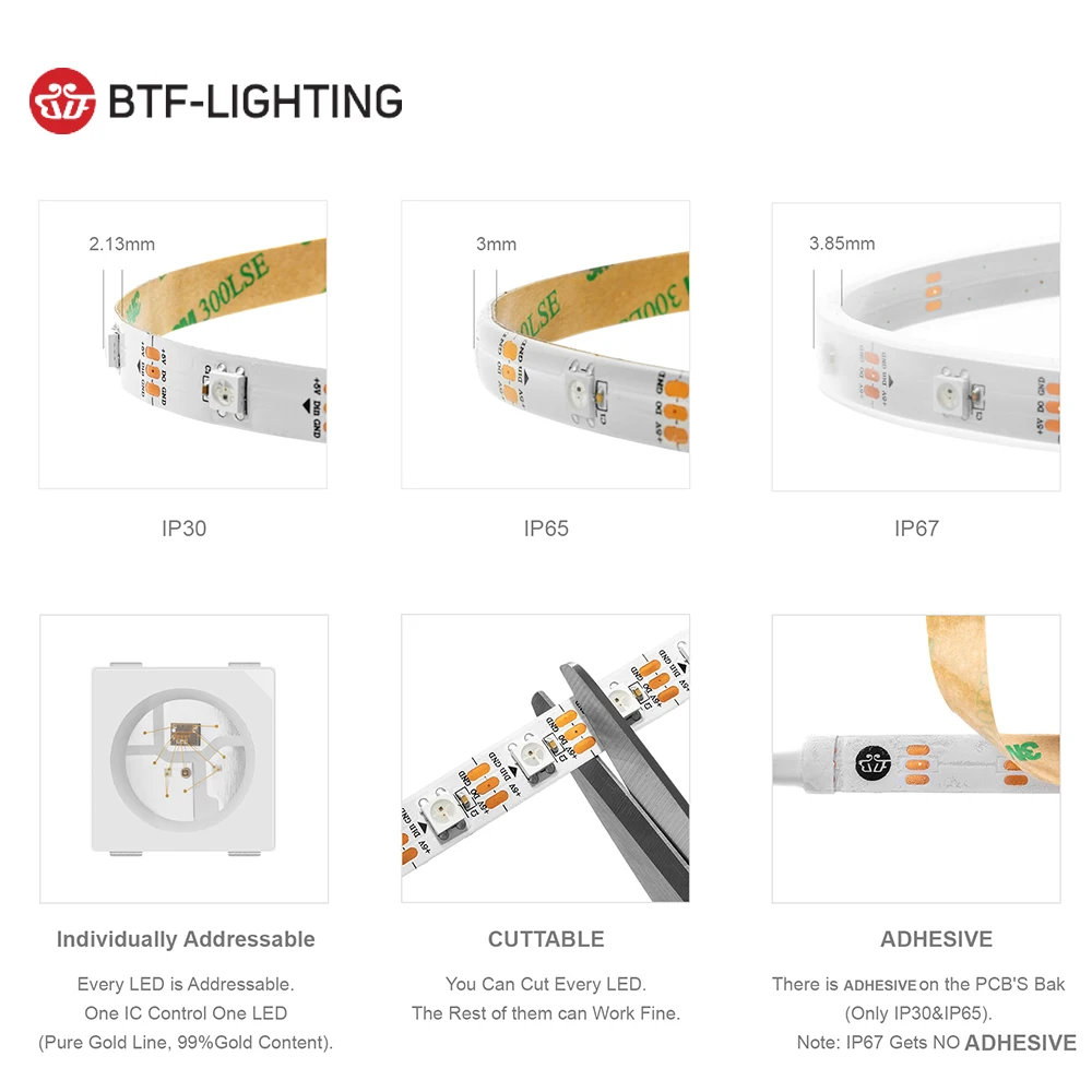 WS2812B LED-Leuchten DC5V WS2812 RGB-LED-Streifenlicht, individuell – Bild 5
