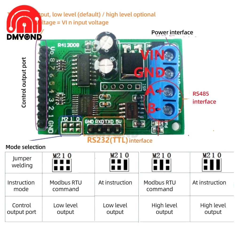 Rs485 dc 5v/6-24v Relais modul 8-Kanal rs485 (ttl) modbus rtu Steuer – Bild 2
