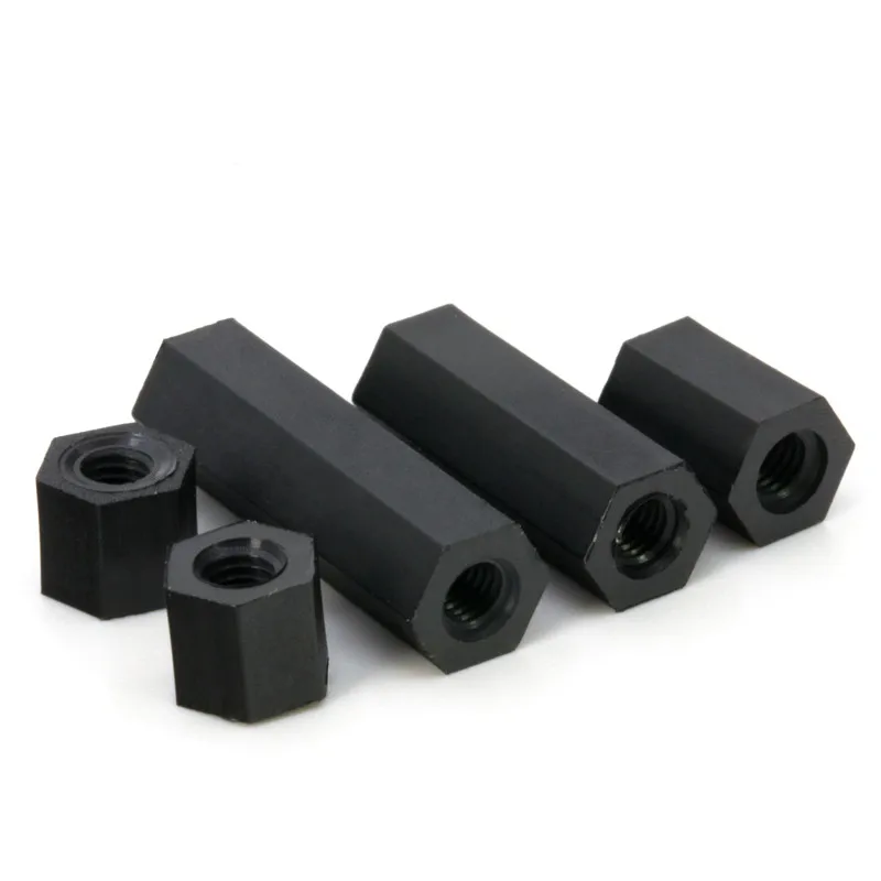 Schwarz Abstand Schraube Hex Nylon Standoff Spacer Spalte M2 M 2,5 M3 M4 Flache Kopf Double Pass (50 Stück)