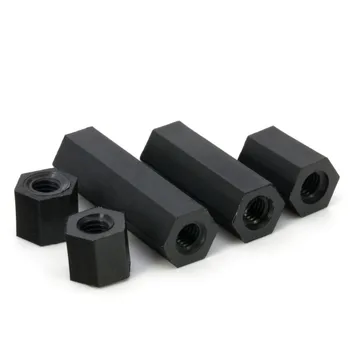 Schwarz Abstand Schraube Hex Nylon Standoff Spacer Spalte M2 M 2,5 M3 M4 Flache Kopf Double Pass (50 Stück)