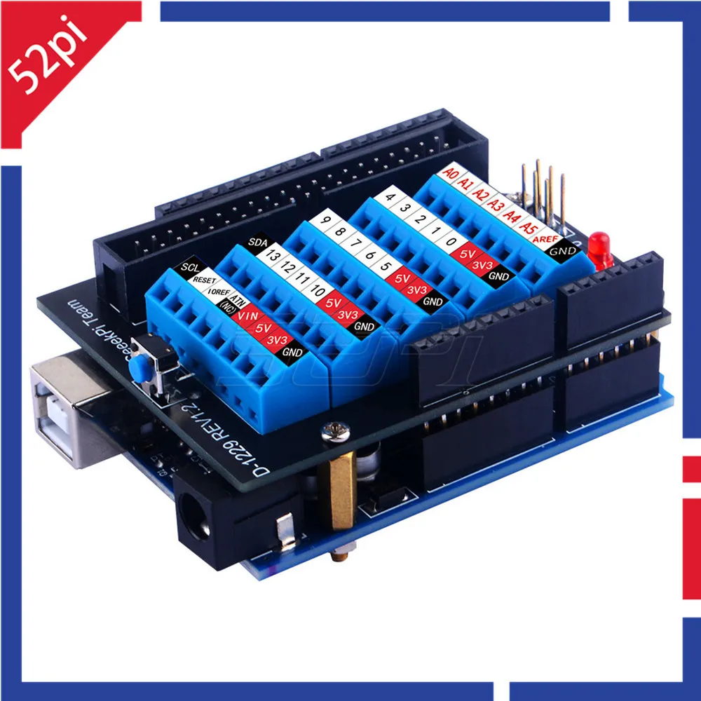 Schraubklemmenhut für Arduino UNO Entwicklungsboard mit Kupfersäule, Schraubenmutter, Etikettenmarkierung