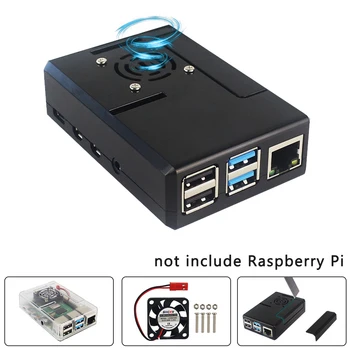 ABS-Gehäuse für Raspberry Pi 4, Modell B, schwarz, transparente Kunststoffschale, abnehmbare GPIO-Abdeckung
