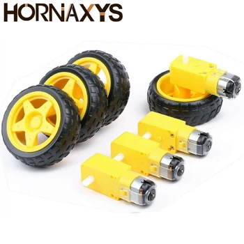 DC Elektromotor + Kunststoff TT Motor Reifen Rad 3-6V Dual Welle Getriebe Motor TT magnetische (4 Stück)