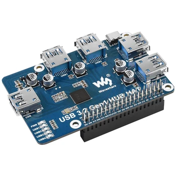 Raspberry Pi USB-Hub-Hut, USB-Erweiterungsplatine, 4 x USB-Anschluss, 3,2 GEN1-Anschlüsse, treiberfreier Hut