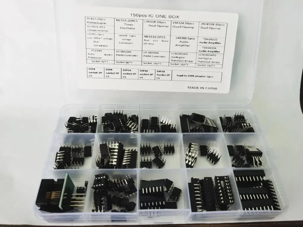XL IC-Chip-Sortiment, 150 Stück, Opamp, Oszillator, PWM, PC817, NE555 – Bild 2