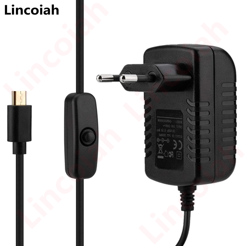 AC 100-240 V DC 5 V 3 A Netzteil Schalter Taste Netzteil Ladegerät Micro USB Port 5 V Volt für Raspberry Pi 3