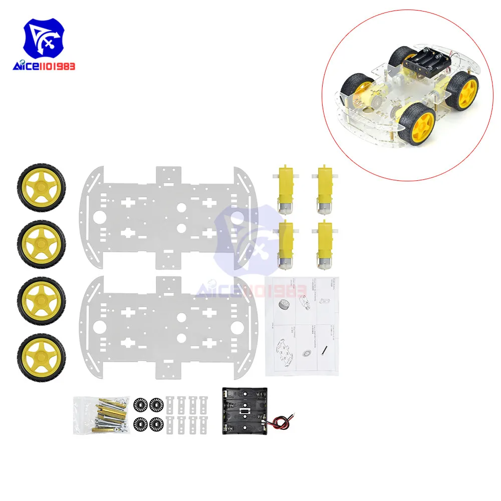 Diymore 4WD Roboter Smart Car Chassis Bausatz mit Geschwindigkeitsencoder für Arduino 51 M26 DIY
