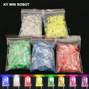5mm LED-Dioden 5 mm Sortiment Weiß Grün Rot Blau Gelb Orange Rosa Lila Warmweiß DIY Leuchtdioden (100 Stück)