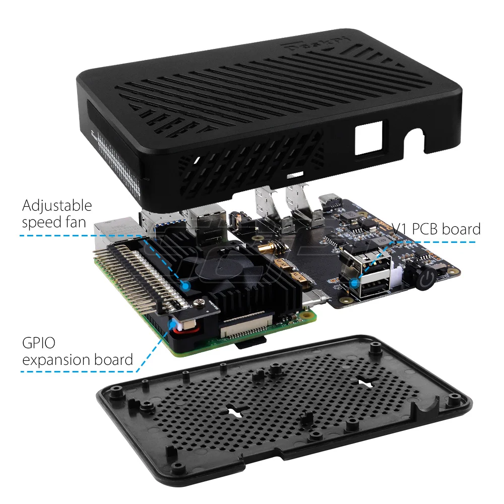 52Pi Raspberry Pi 4 Modell B DeskPi Lite Kunststoff Fall Mit GPIO – Bild 4
