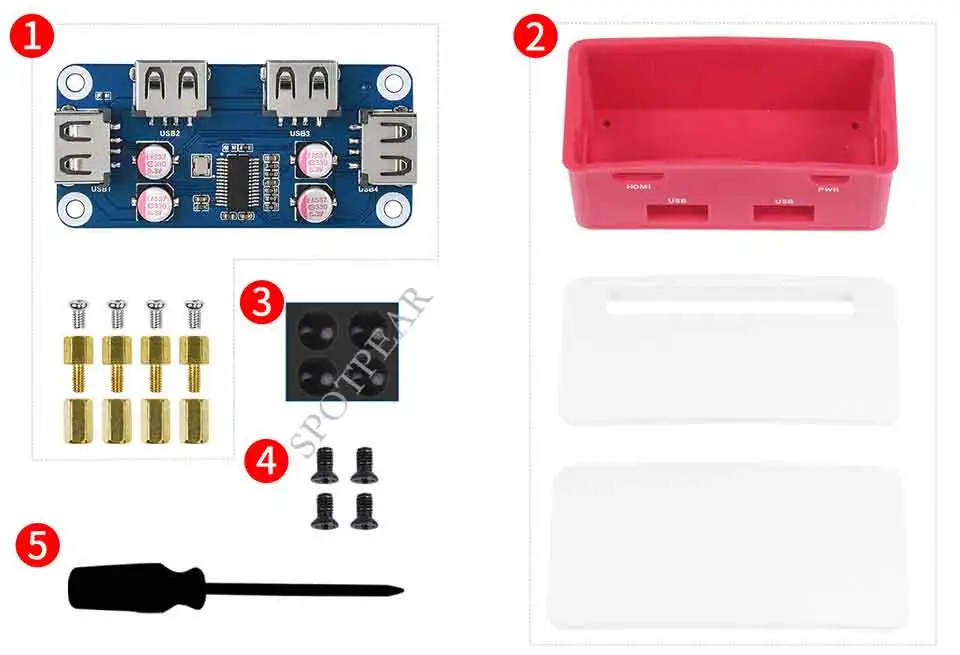 Raspberry Pi Zero Series USB HUB BOX USB HUB HAT (B) 4x USB 2.0 Ports – Bild 2