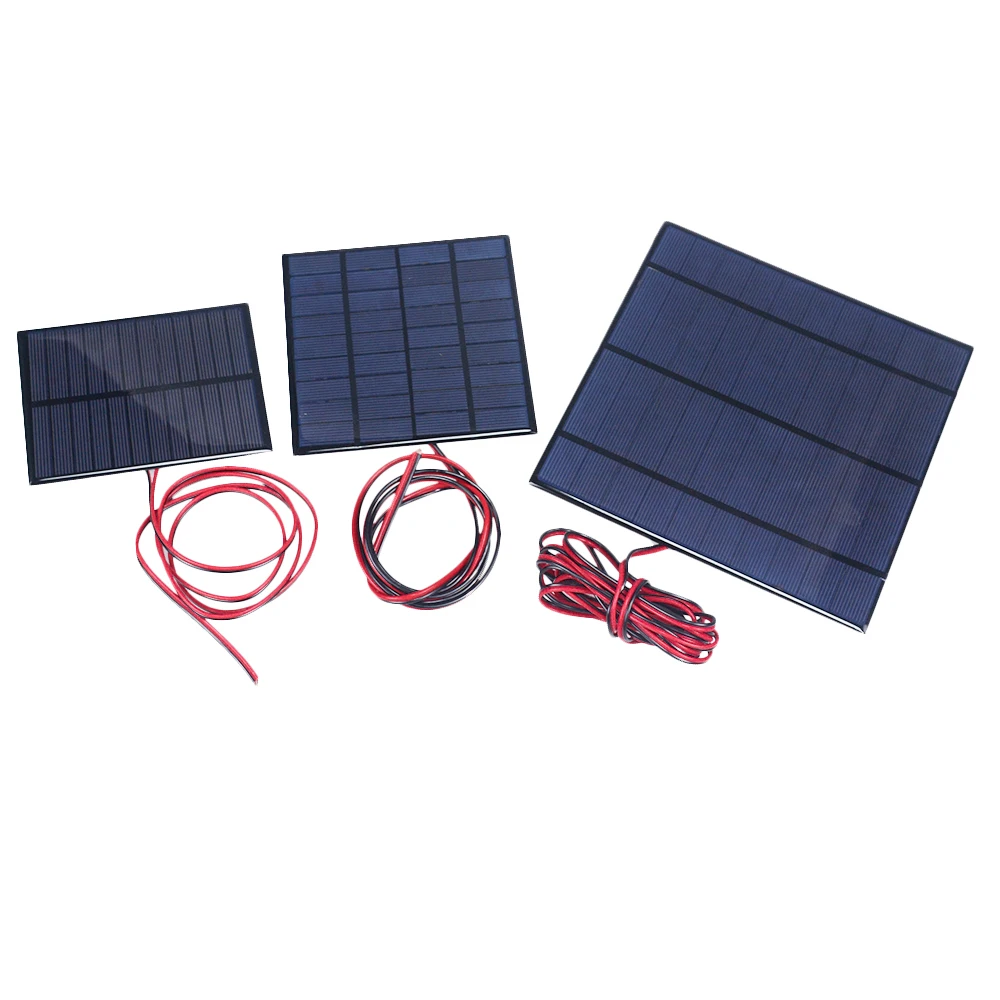6V Solarpanel mit 30CM/100CM Kabel Mini-Solarsystem DIY für Batterie-Handy-Ladegerät 0,6W 1W 1,1W 2W 3W 3,5W