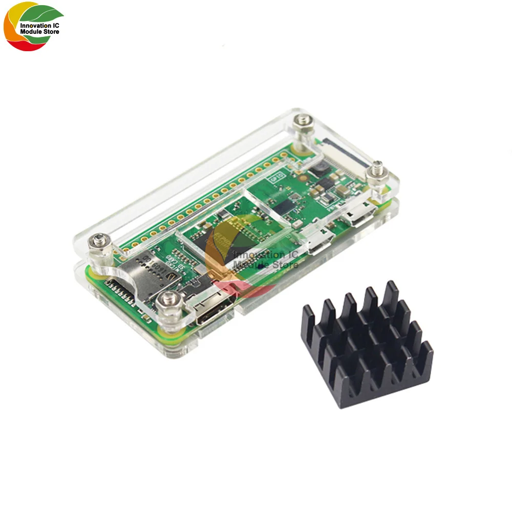 Raspberry Pi Zero W Acrylgehäuse, 3-Farben-Boxgehäuse + Kühlkörpertransformentes schwarz-blaues Acrylgehäuse