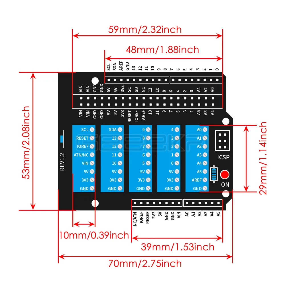 Arduino UNO Schraube Terminal Hut Pre-gelötet ICSP Pin Header Käfig – Bild 3