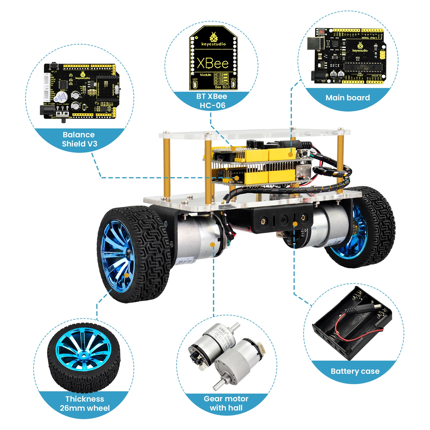 Keyes tudio DIY programmier bare Balance Roboter Auto Kit für Arduino – Bild 3