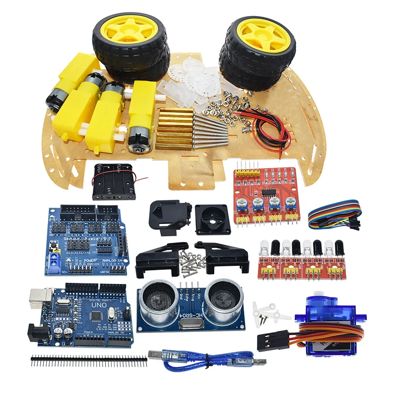 Arduino UNO R3 Roboter 4WD Autos RC Fernbedienung L98N Robotik Lernen – Bild 4