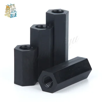M2 M2,5 M3 M4 schwarze Abstandsschrauben Sechskant-Nylon-Abstandshalter Spalte Flachkopf Double (50 Stück)