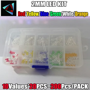 2 MM LED Sortiment Kit Primäre Wasser Klar Rot Blau Grün Gelb Orange Weiß DIY Diode Pack Sechs (200 Stück)