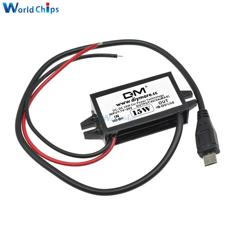 12V zu 5V 3A 15W DC-DC Step Down Buck Converter Netzteil Modul – Bild 3