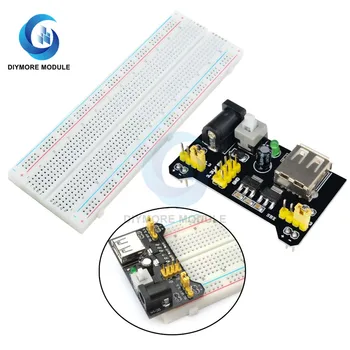 MB102 Micro-USB-Breadboard-Netzteilmodul DC 7-12 V 830-Punkt lötfreier Brotbrett-Spannungsregler für Arduino
