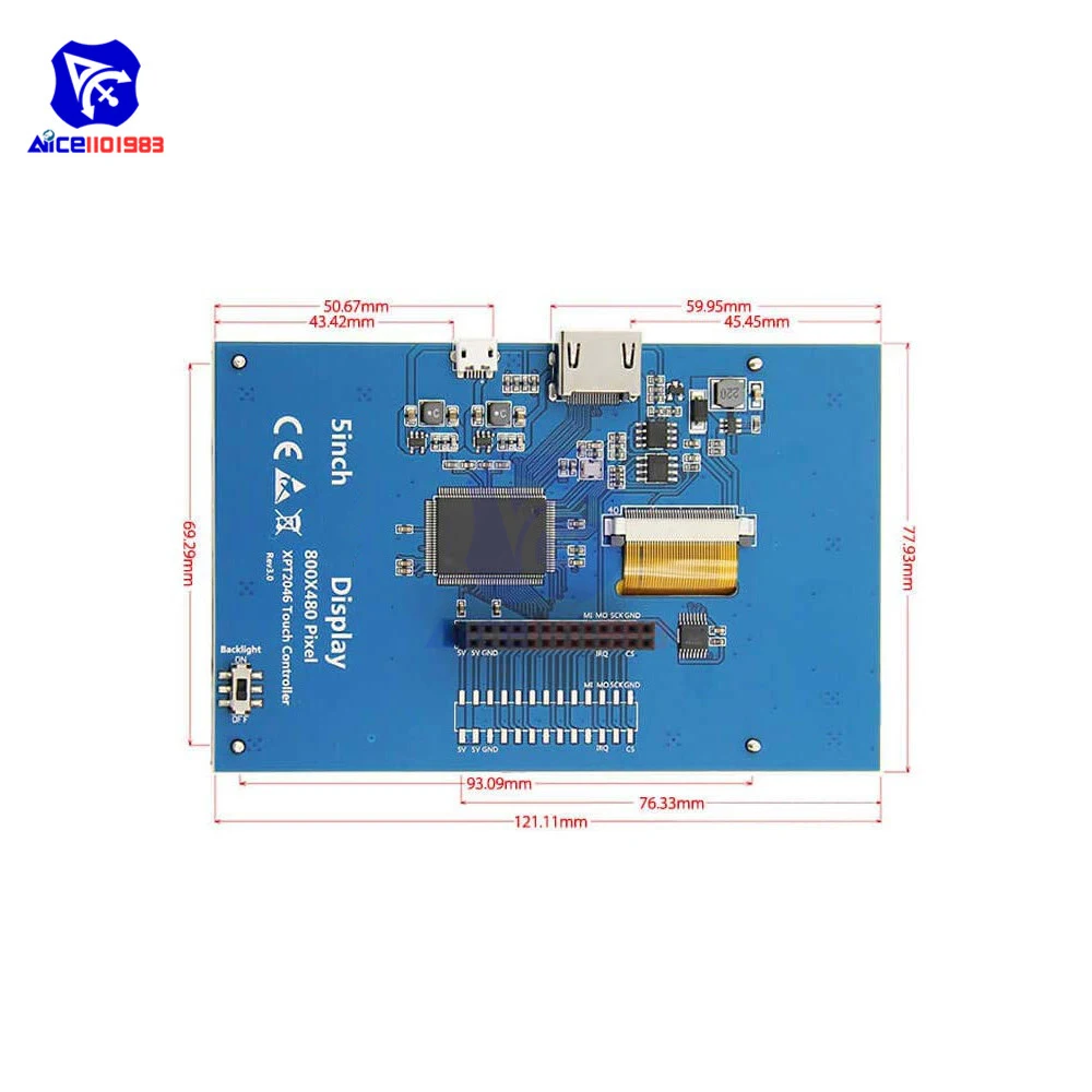 5-Zoll-Touchscreen ili9486l 800x480 tft LCD-Display für Schnitts telle – Bild 6