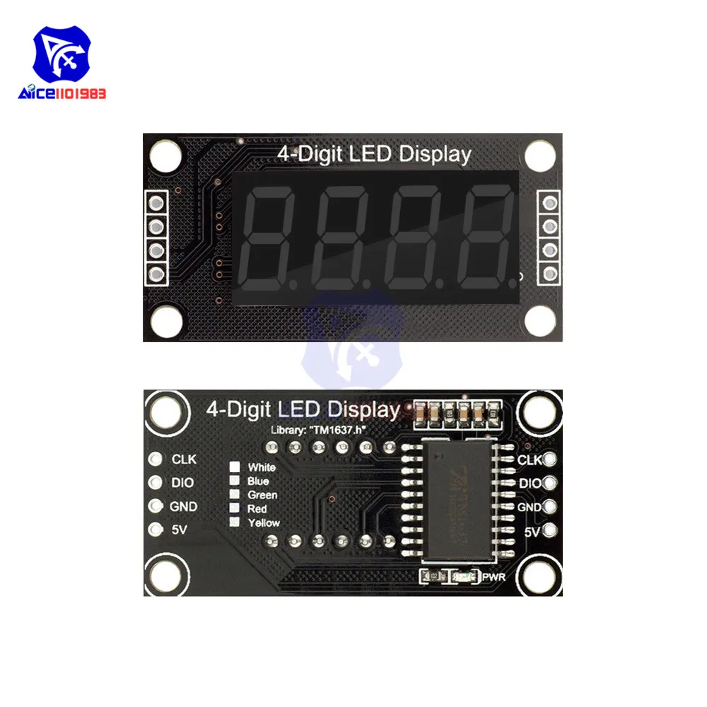 TM1637 0,36" 4-Bit LED-Digitalröhrenanzeige 7-Segment Rot Grün Blau – Bild 3