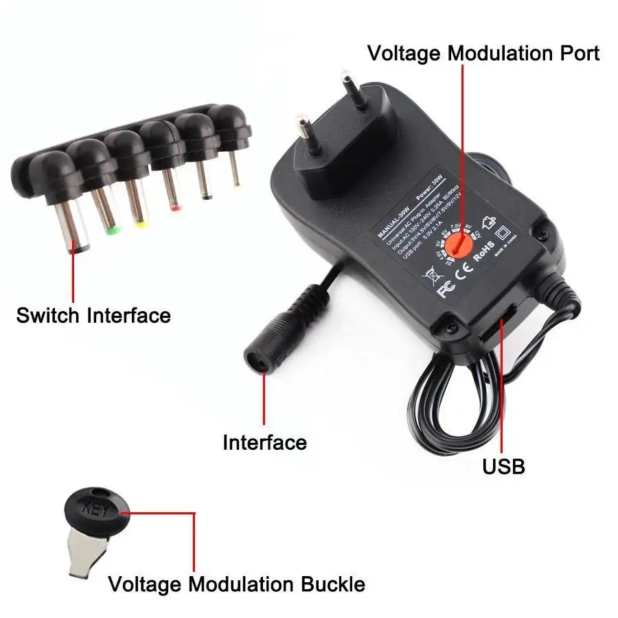3V 4,5 V 5V 6V 7,5 V 9V 12V 2A/2,5 A AC/DC Einstellbare Power Adapter – Bild 4