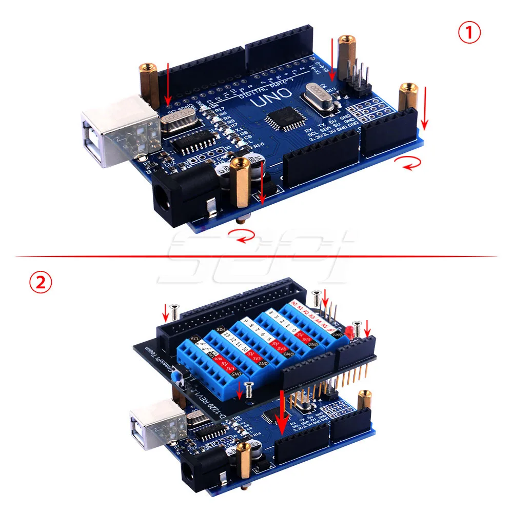 Schraubklemmenhut für Arduino UNO Entwicklungsboard mit Kupfersäule – Bild 2