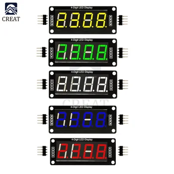 0,56" 4-Bit-Digital-LED-Röhrenanzeigemodul TM1637 Dezimal 7-Segment-Röhrenanzeigemodul Gelb/Weiß/Rot/Grün/Blau
