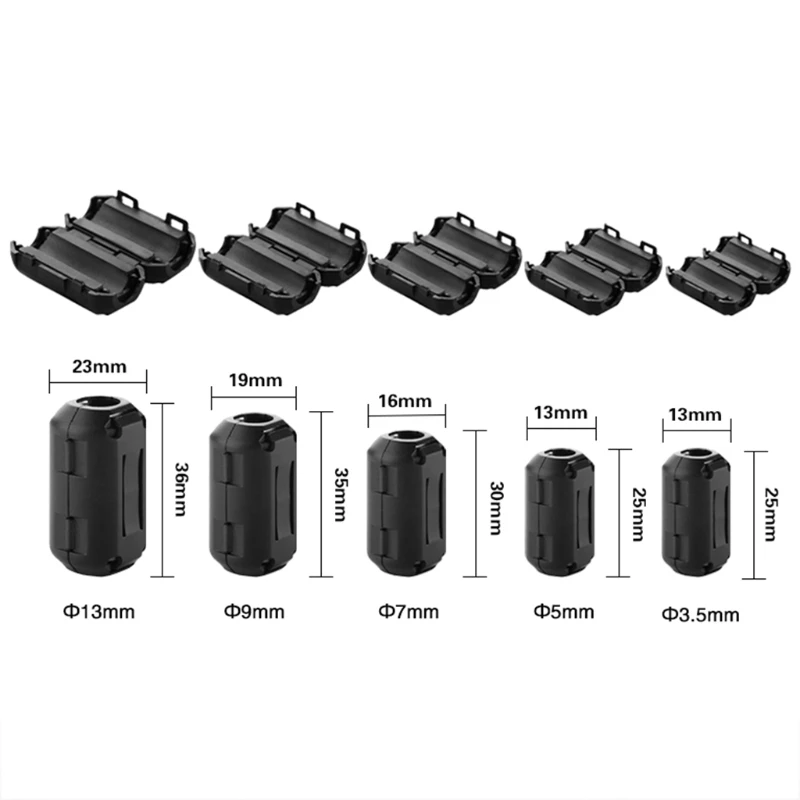 Ferrit CoreCord Ring Choke Bead RFI EMI Noise Suppressor Filter für Netzkabel USB Antenne HDMI (2 Stück)