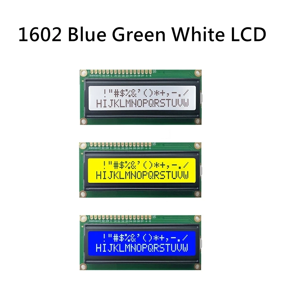 LCD1602 1602-Modul, blauer/grüner Bildschirm, IIC/I2C, 16 x 2 Zeichen, LCD-Anzeigemodul. 1602, 5 V, grüner