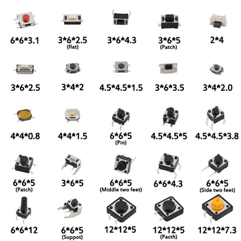 Sortiertes Mikrodrucktaster-Taktschalter-Set - 25 Typen, einschließlich Reset (125 Stück)