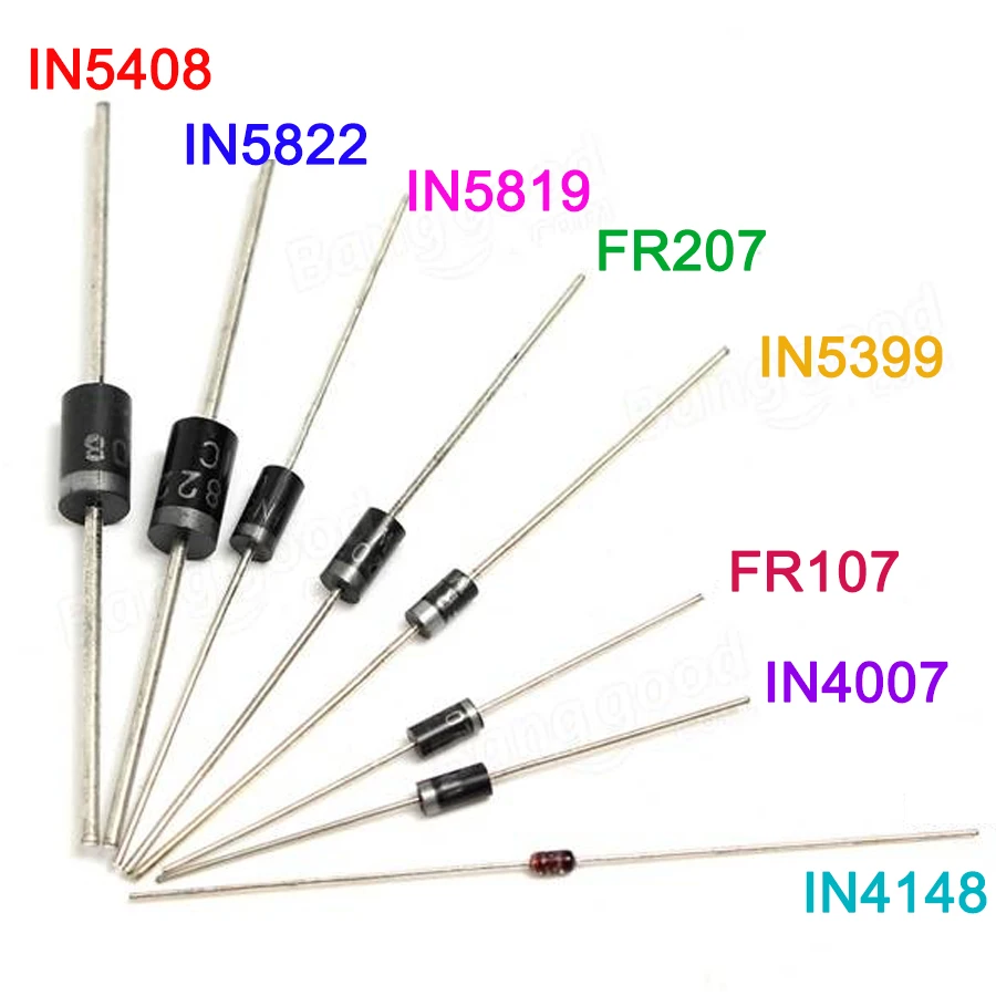 Gleichrichter Diode set pack 1N4148 1N4007 1N5819 1N5399 1N5408 1N5822 FR107 FR207 Elektronische (100 Stück)